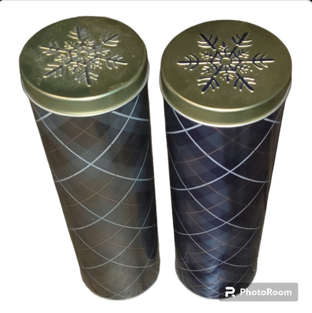 Plaid Cylinder Tins